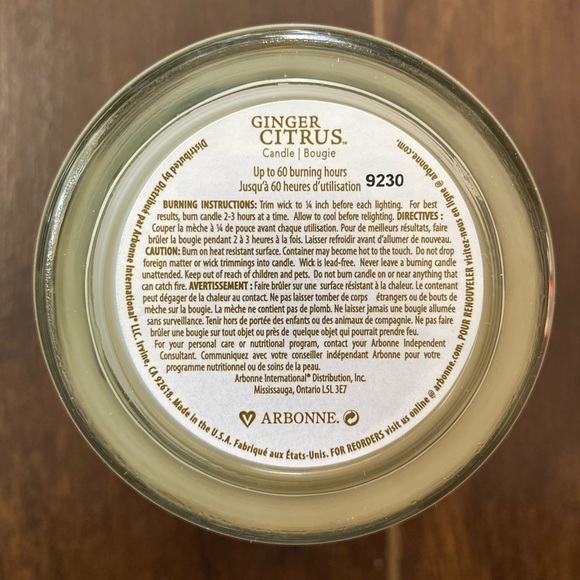 Arbonne Ginger Citrus Single Wick Candle NIB Rare - Picture 6 of 6